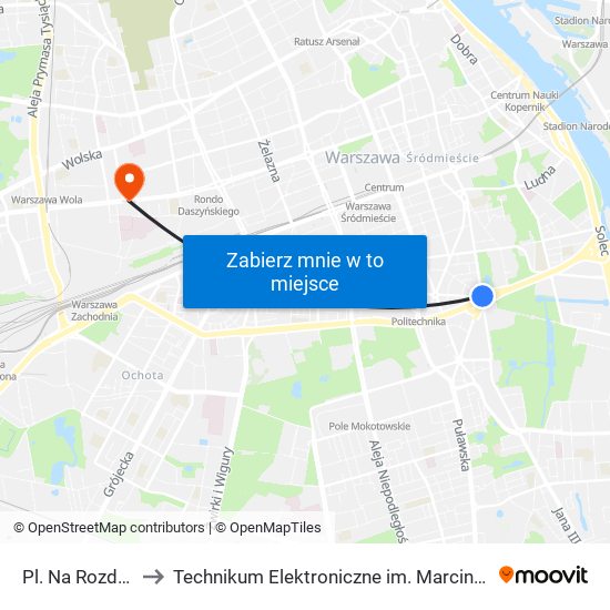 Pl. Na Rozdrożu 02 to Technikum Elektroniczne im. Marcina Kasprzaka nr 36 map