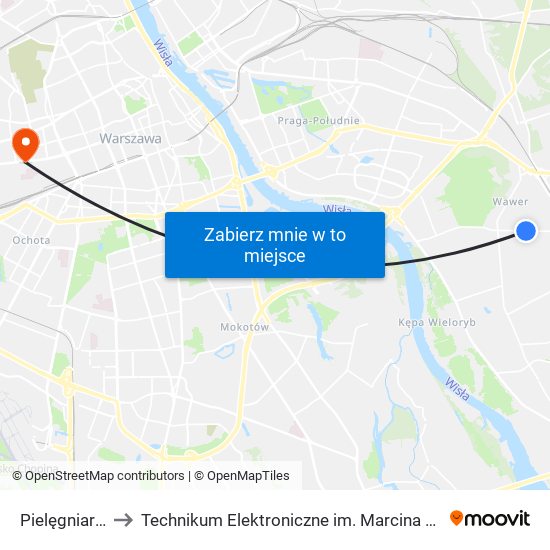 Pielęgniarek 01 to Technikum Elektroniczne im. Marcina Kasprzaka nr 36 map