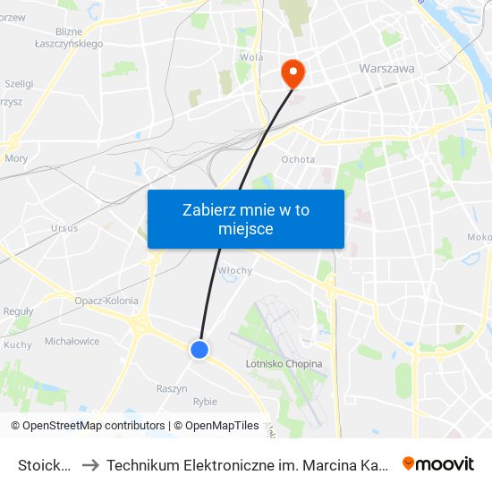 Stoicka 01 to Technikum Elektroniczne im. Marcina Kasprzaka nr 36 map