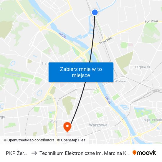 PKP Żerań 07 to Technikum Elektroniczne im. Marcina Kasprzaka nr 36 map