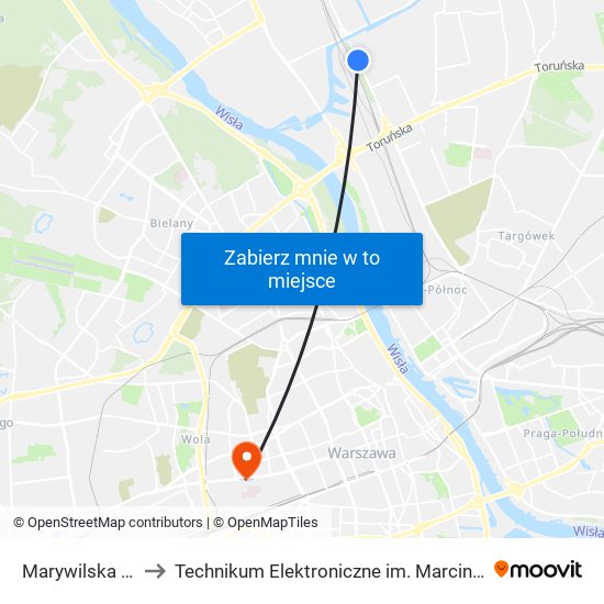 Marywilska - Las 01 to Technikum Elektroniczne im. Marcina Kasprzaka nr 36 map