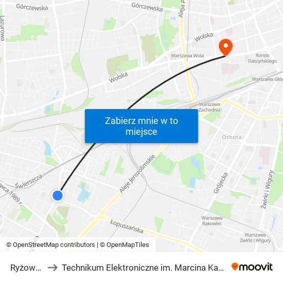 Ryżowa 02 to Technikum Elektroniczne im. Marcina Kasprzaka nr 36 map