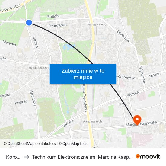 Koło 04 to Technikum Elektroniczne im. Marcina Kasprzaka nr 36 map