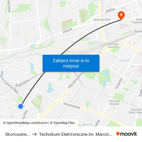 Skoroszewska 01 to Technikum Elektroniczne im. Marcina Kasprzaka nr 36 map