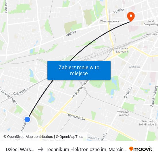 Dzieci Warszawy to Technikum Elektroniczne im. Marcina Kasprzaka nr 36 map