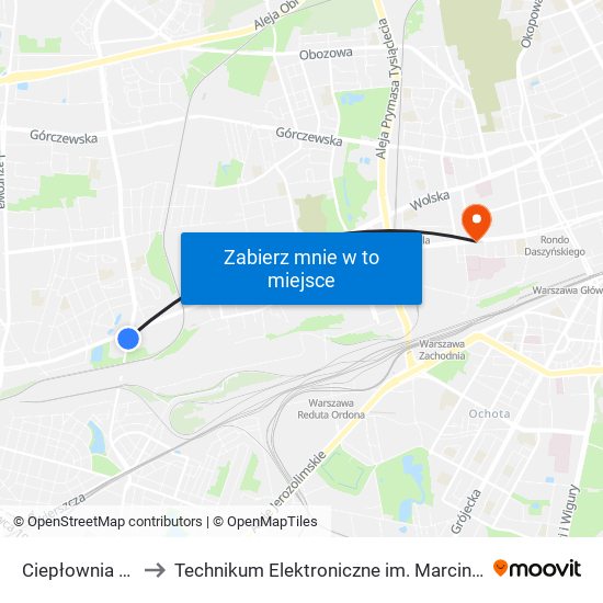 Ciepłownia Wola 06 to Technikum Elektroniczne im. Marcina Kasprzaka nr 36 map