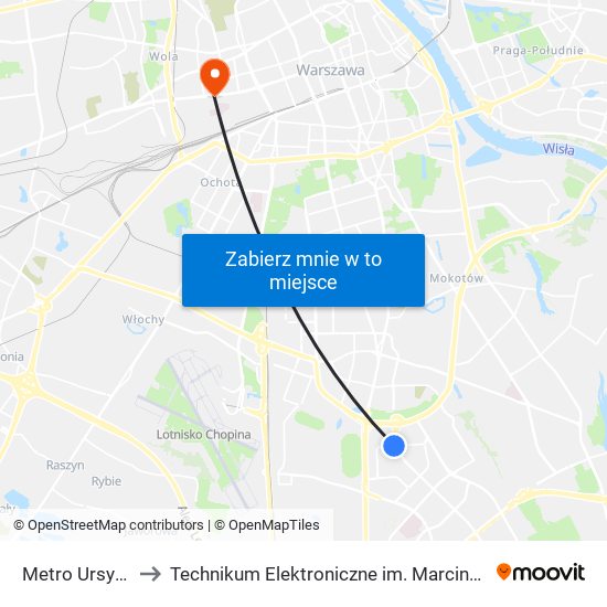 Metro Ursynów 03 to Technikum Elektroniczne im. Marcina Kasprzaka nr 36 map