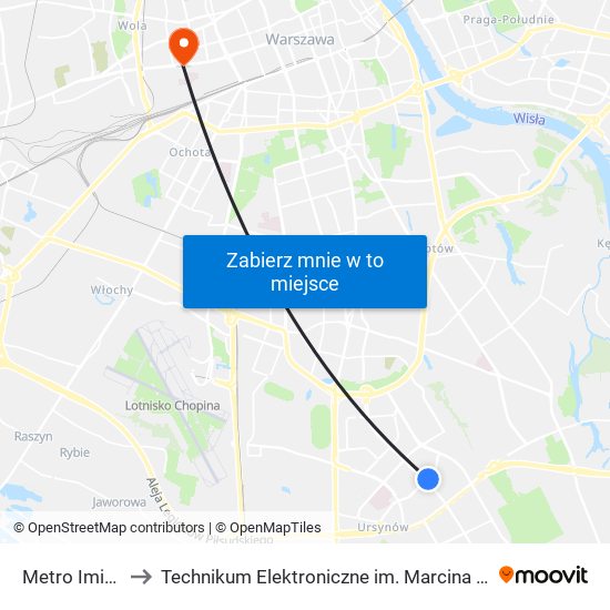 Metro Imielin 01 to Technikum Elektroniczne im. Marcina Kasprzaka nr 36 map