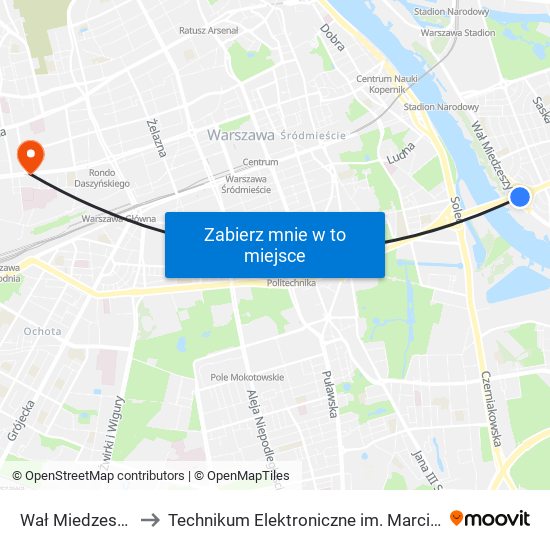 Wał Miedzeszyński to Technikum Elektroniczne im. Marcina Kasprzaka nr 36 map