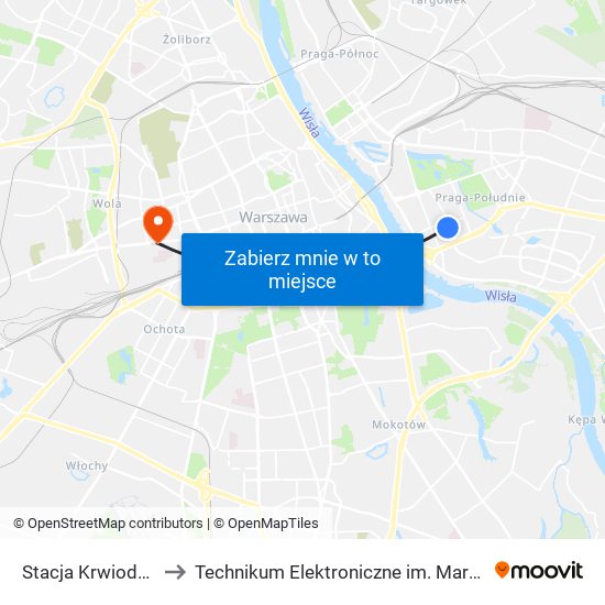 Stacja Krwiodawstwa 01 to Technikum Elektroniczne im. Marcina Kasprzaka nr 36 map