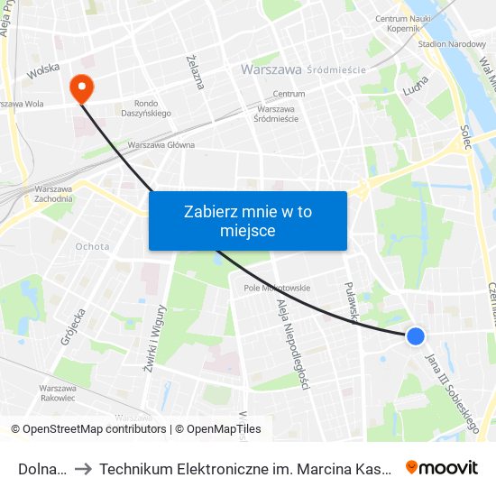 Dolna 04 to Technikum Elektroniczne im. Marcina Kasprzaka nr 36 map