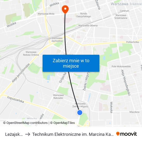 Leżajska 01 to Technikum Elektroniczne im. Marcina Kasprzaka nr 36 map