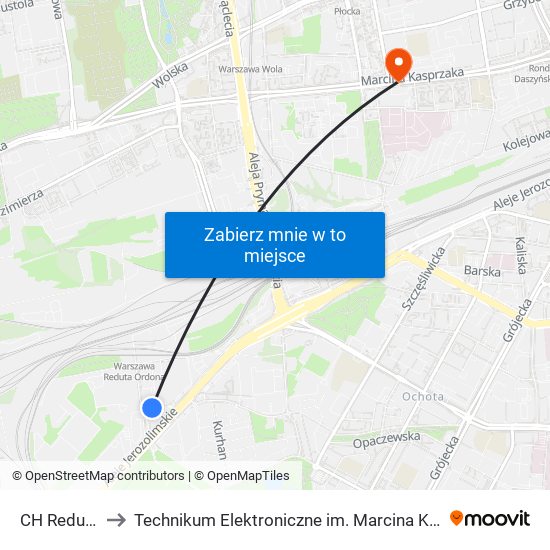 CH Reduta 01 to Technikum Elektroniczne im. Marcina Kasprzaka nr 36 map