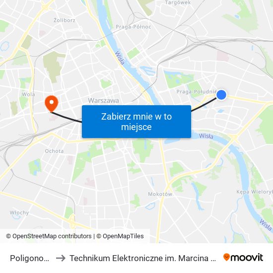 Poligonowa 02 to Technikum Elektroniczne im. Marcina Kasprzaka nr 36 map