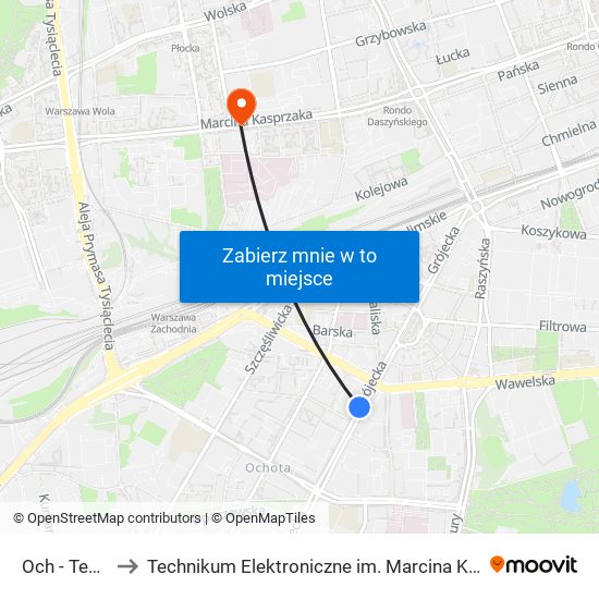 Och - Teatr 02 to Technikum Elektroniczne im. Marcina Kasprzaka nr 36 map