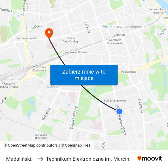 Madalińskiego to Technikum Elektroniczne im. Marcina Kasprzaka nr 36 map