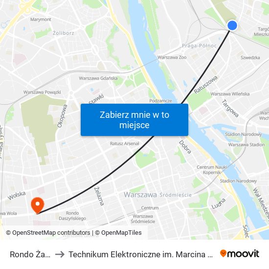 Rondo Żaba to Technikum Elektroniczne im. Marcina Kasprzaka nr 36 map