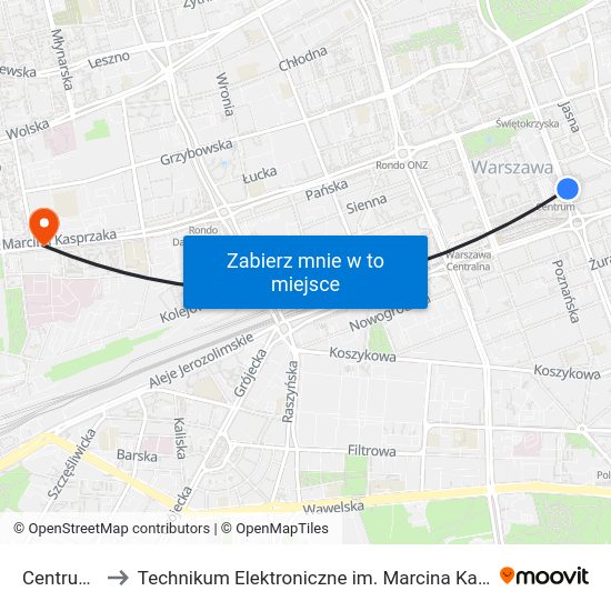 Centrum to Technikum Elektroniczne im. Marcina Kasprzaka nr 36 map