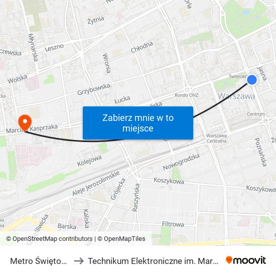 Metro Świętokrzyska 02 to Technikum Elektroniczne im. Marcina Kasprzaka nr 36 map