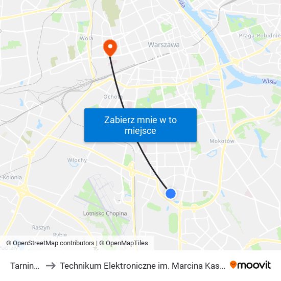 Tarniny 02 to Technikum Elektroniczne im. Marcina Kasprzaka nr 36 map