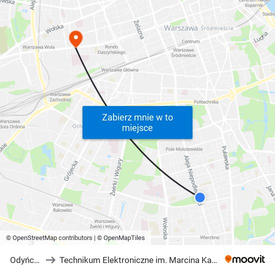 Odyńca to Technikum Elektroniczne im. Marcina Kasprzaka nr 36 map