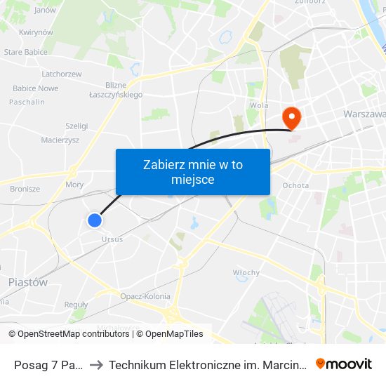 Posag 7 Panien 01 to Technikum Elektroniczne im. Marcina Kasprzaka nr 36 map