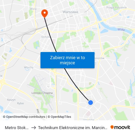 Metro Stokłosy 03 to Technikum Elektroniczne im. Marcina Kasprzaka nr 36 map