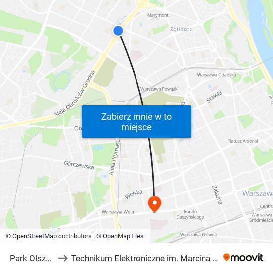 Park Olszyna 06 to Technikum Elektroniczne im. Marcina Kasprzaka nr 36 map