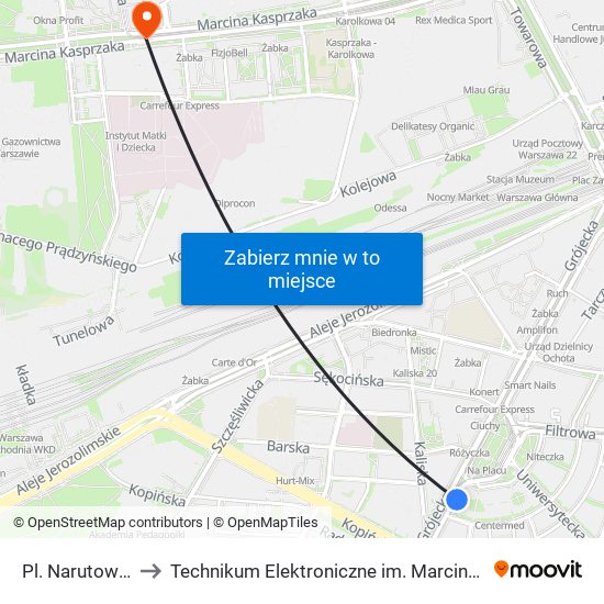 Pl. Narutowicza 16 to Technikum Elektroniczne im. Marcina Kasprzaka nr 36 map