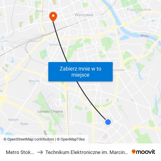 Metro Stokłosy 01 to Technikum Elektroniczne im. Marcina Kasprzaka nr 36 map