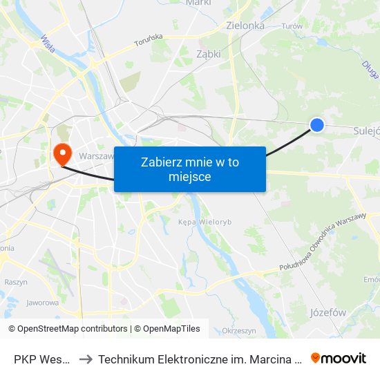 PKP Wesoła 01 to Technikum Elektroniczne im. Marcina Kasprzaka nr 36 map