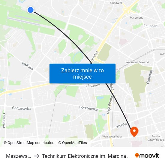 Maszewska 01 to Technikum Elektroniczne im. Marcina Kasprzaka nr 36 map