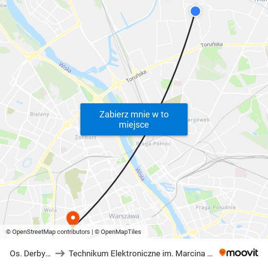 Os. Derby VI 01 to Technikum Elektroniczne im. Marcina Kasprzaka nr 36 map