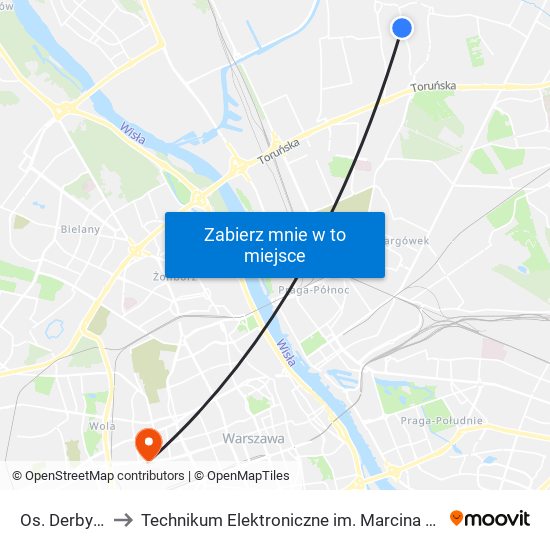 Os. Derby III 02 to Technikum Elektroniczne im. Marcina Kasprzaka nr 36 map