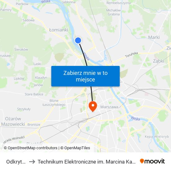 Odkryta 01 to Technikum Elektroniczne im. Marcina Kasprzaka nr 36 map