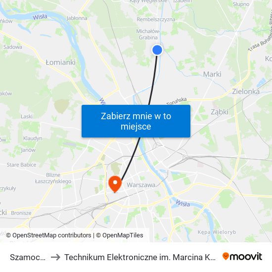 Szamocin 02 to Technikum Elektroniczne im. Marcina Kasprzaka nr 36 map