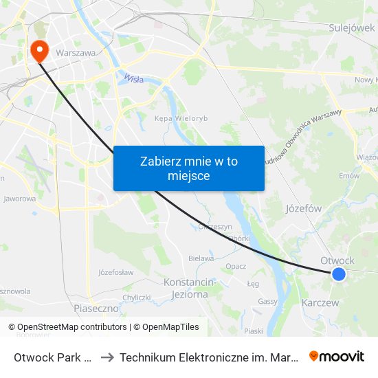 Otwock Park Miejski 01 to Technikum Elektroniczne im. Marcina Kasprzaka nr 36 map