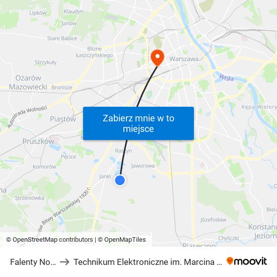 Falenty Nowe 01 to Technikum Elektroniczne im. Marcina Kasprzaka nr 36 map