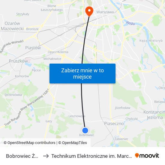 Bobrowiec Żwirowa 01 to Technikum Elektroniczne im. Marcina Kasprzaka nr 36 map