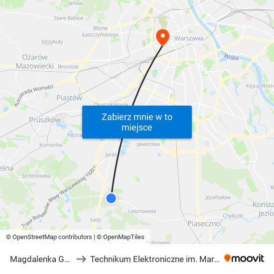 Magdalenka Graniczna to Technikum Elektroniczne im. Marcina Kasprzaka nr 36 map