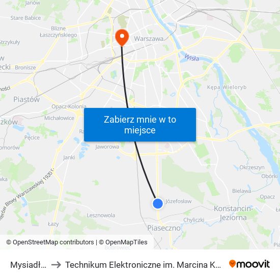 Mysiadło 01 to Technikum Elektroniczne im. Marcina Kasprzaka nr 36 map