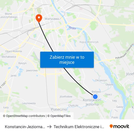 Konstancin-Jeziorna Mirków - Szkoła 02 to Technikum Elektroniczne im. Marcina Kasprzaka nr 36 map