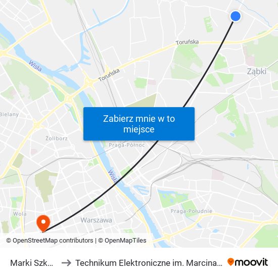 Marki Szkolna 02 to Technikum Elektroniczne im. Marcina Kasprzaka nr 36 map