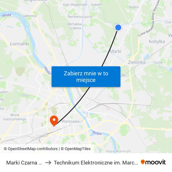 Marki Czarna Struga 01 to Technikum Elektroniczne im. Marcina Kasprzaka nr 36 map