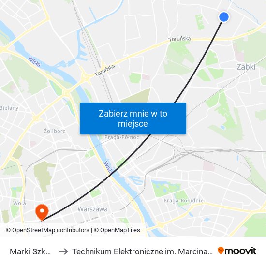 Marki Szkolna to Technikum Elektroniczne im. Marcina Kasprzaka nr 36 map