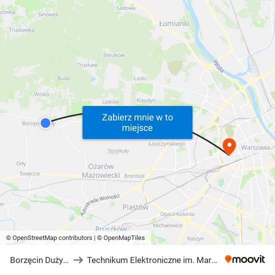 Borzęcin Duży - Wieś 02 to Technikum Elektroniczne im. Marcina Kasprzaka nr 36 map