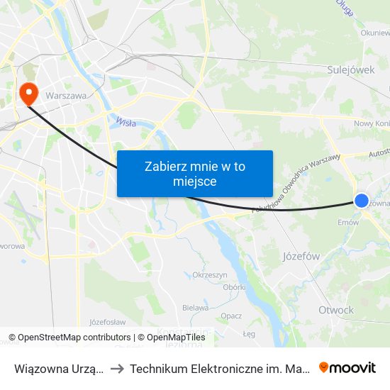 Wiązowna Urząd Gminy 01 to Technikum Elektroniczne im. Marcina Kasprzaka nr 36 map