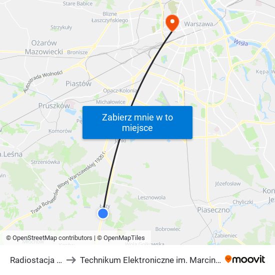 Radiostacja Łazy 01 to Technikum Elektroniczne im. Marcina Kasprzaka nr 36 map