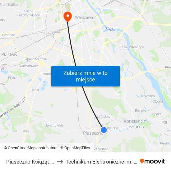 Piaseczno Książąt Mazowieckich 02 to Technikum Elektroniczne im. Marcina Kasprzaka nr 36 map