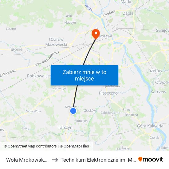 Warszawianka Brzozowa to Technikum Elektroniczne im. Marcina Kasprzaka nr 36 map